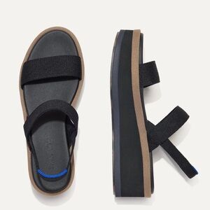 Rothy’s The Lightweight Wedge Sandal- Black and Tan